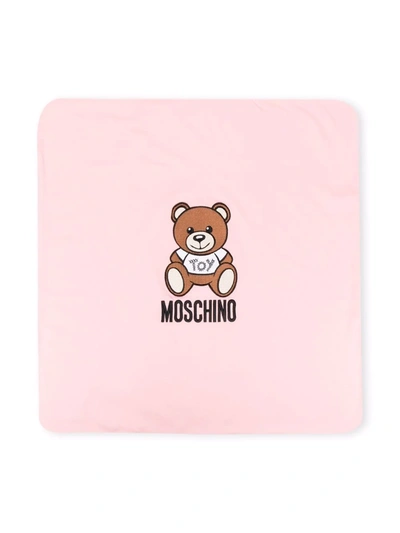Moschino Baby's Logo Bear Patch Blanket In Pink