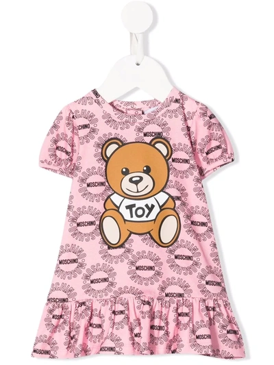 Moschino Babies' Teddy Bear-print T-shirt Dress In Rosa