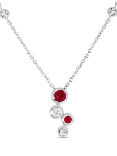 Pragnell 18kt White Gold Bubbles Ruby And Diamond Pendant Necklace In Silver