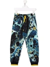 Dolce & Gabbana Boy's Marble-print Logo Jogger Pants In Blue