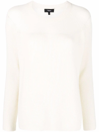 Theory Karenia Round-neck Cashmere Jumper In Ivory