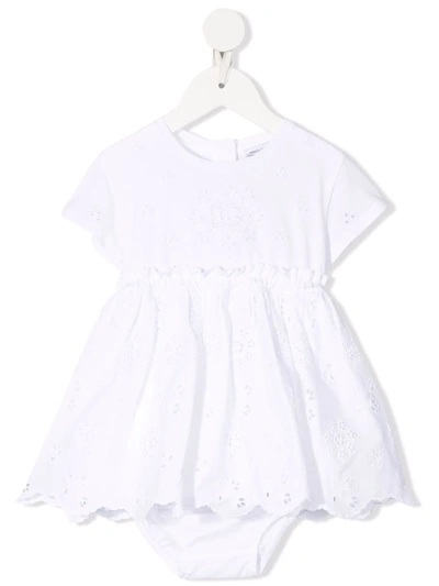 Dolce & Gabbana Babies' Broderie Anglaise Dress Set In White
