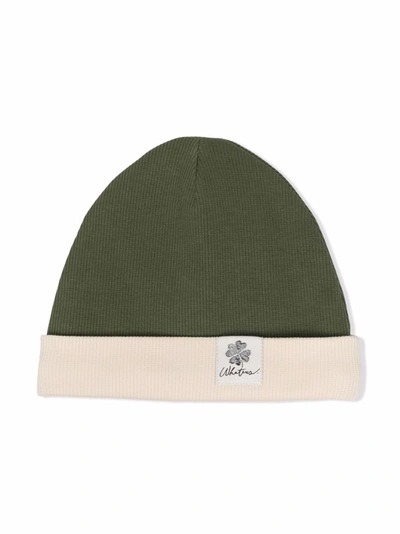 Whatevs Babies' Logo-patch Ribbed Hat In Green