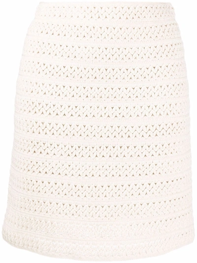 Ermanno Scervino Crochet Knit White Mini Skirt In Multicolor