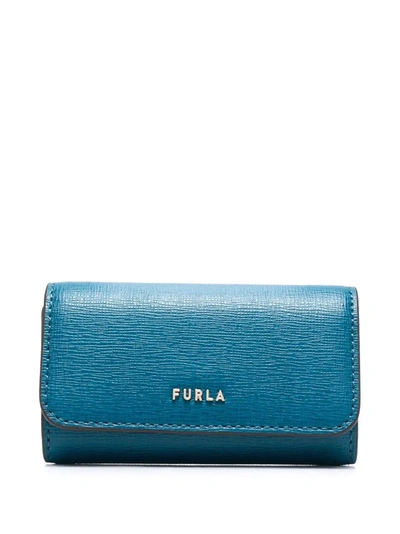 Furla Logo-plaque Leather Purse In Blue