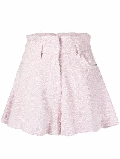 Iro Herringbone Weave Mini Shorts In Pink