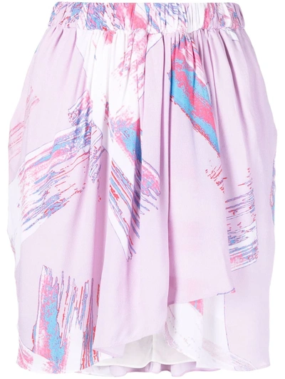Iro High Waisted Draped Mini Skirt In Multico Light Ivory Pink