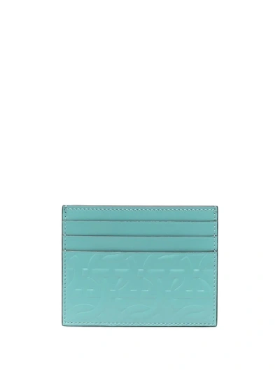 Ferragamo Gancini Embossed Cardholder In Blue