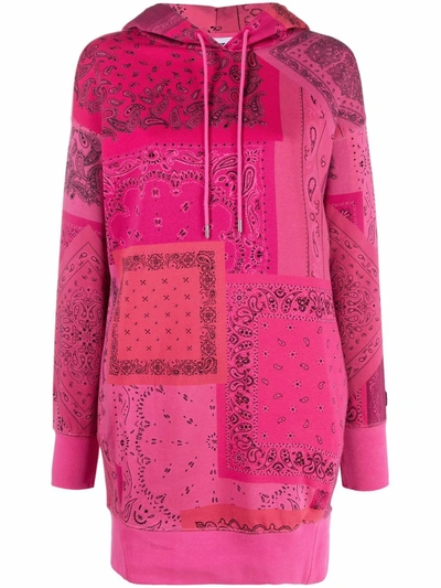 Kenzo Pink Bandana-print Cotton Sweatshirt Dress In Fuchsia