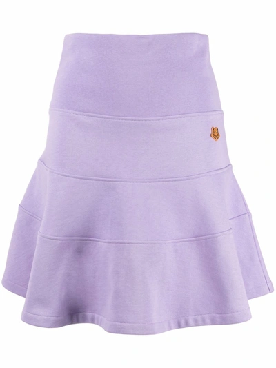 Kenzo High-waisted Flared Mini Skirt In Lilac