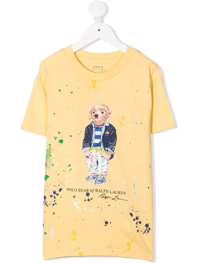 Ralph Lauren Kids' Polo Bear-print Cotton T-shirt In Yellow