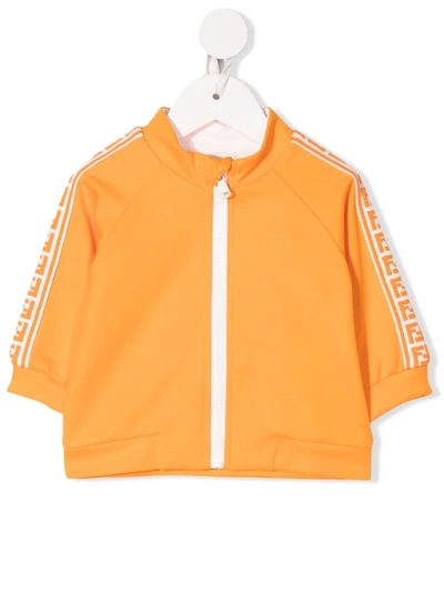Fendi Babies' Logo-tape Zipped Jacket In Orange