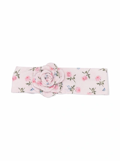 Monnalisa Babies' Patterned Flower Headband In Pink