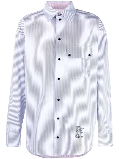 Helmut Lang White & Blue Twin Stripe Shirt