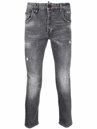 Philipp Plein Skinny-cut Washed Jeans In Grey