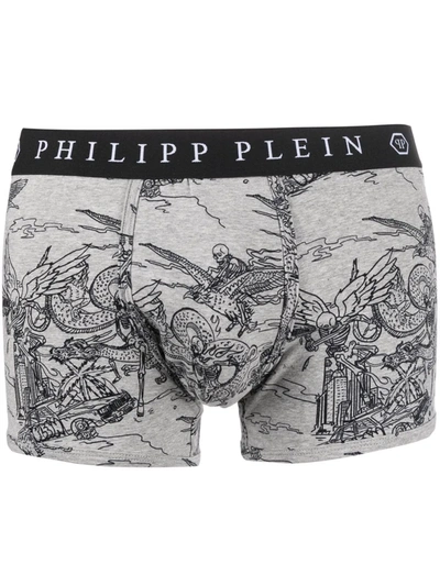 Philipp Plein Skeleton Tattoo-print Boxers In Grey