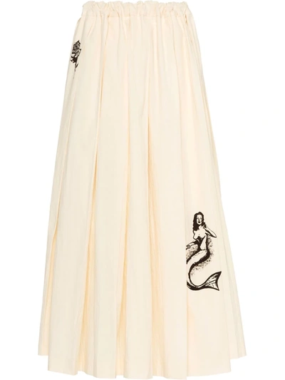 Prada Printed Pleated Long Skirt - Atterley In Ivory
