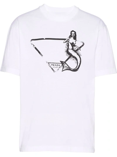 Prada Symbol Graphic-print Cotton-jersey T-shirt In White