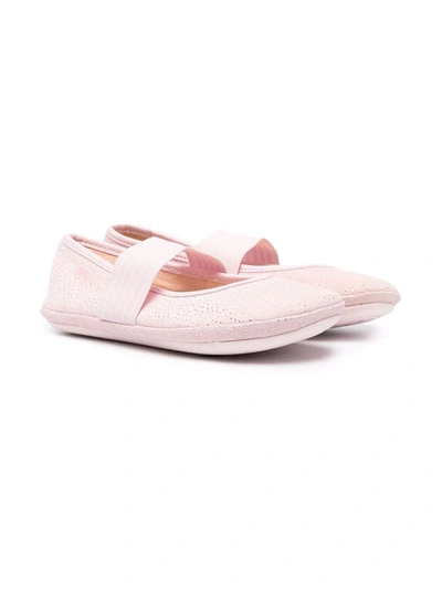 Camper Kids' Right Leather Ballerina Shoes In Pink