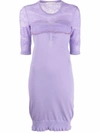 Stella Mccartney Lace-panel Short-sleeve Dress In Purple