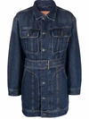 Diesel De-flaminia Belted Denim Jacket In Blue