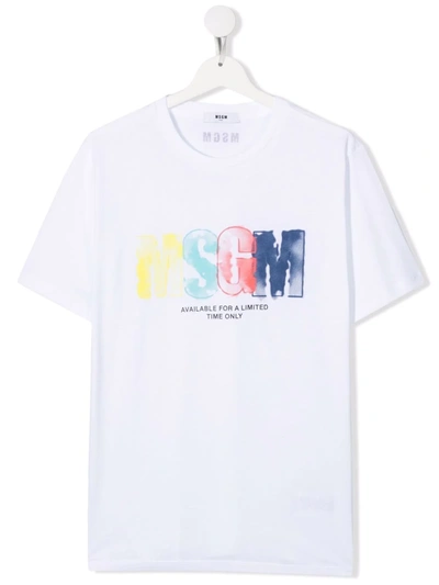 Msgm Teen Logo-print T-shirt In White
