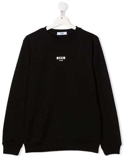 Msgm Black Sweatshirt For Kids With Logo