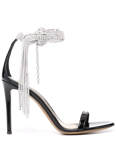 Alexandre Vauthier Crystal-embellished Patent Leather Sandals In Black