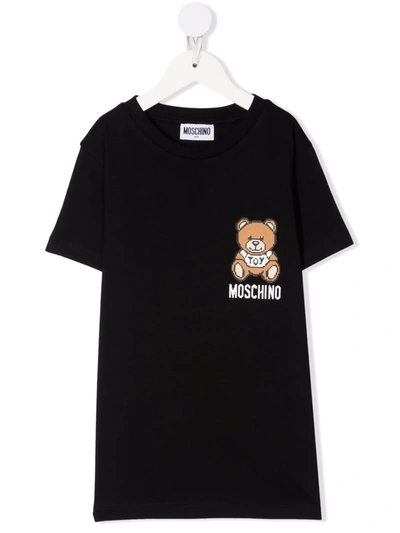 Moschino Kids' Teddy-print T-shirt In Black