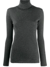 Majestic Cashmere Blend High-neck Sweater In Grey