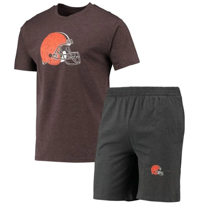 CONCEPTS SPORT CONCEPTS SPORT BROWN/CHARCOAL CLEVELAND BROWNS METER T-SHIRT & SHORTS SET