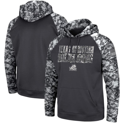 Colosseum Charcoal Tcu Horned Frogs Oht Military Appreciation Digital Camo Pullover Hoodie