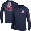 CHAMPION CHAMPION NAVY ARIZONA WILDCATS TEAM STACK LONG SLEEVE T-SHIRT