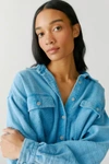Bdg Caleb Cropped Flannel Shirt In Blue