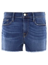 Frame Distressed Denim Shorts In Blue