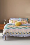 Anthropologie Ruffled Organic Spa Sateen Duvet Cover By  In Purple Size Q Top/bed