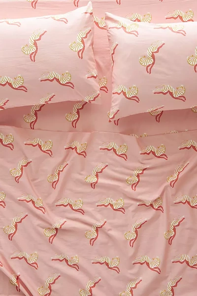 Anthropologie Organic Sateen Printed Sheet Set By  In Pink Size Pillowcase