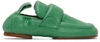 DRIES VAN NOTEN GREEN SMOOTH LEATHER PADDED LOAFERS