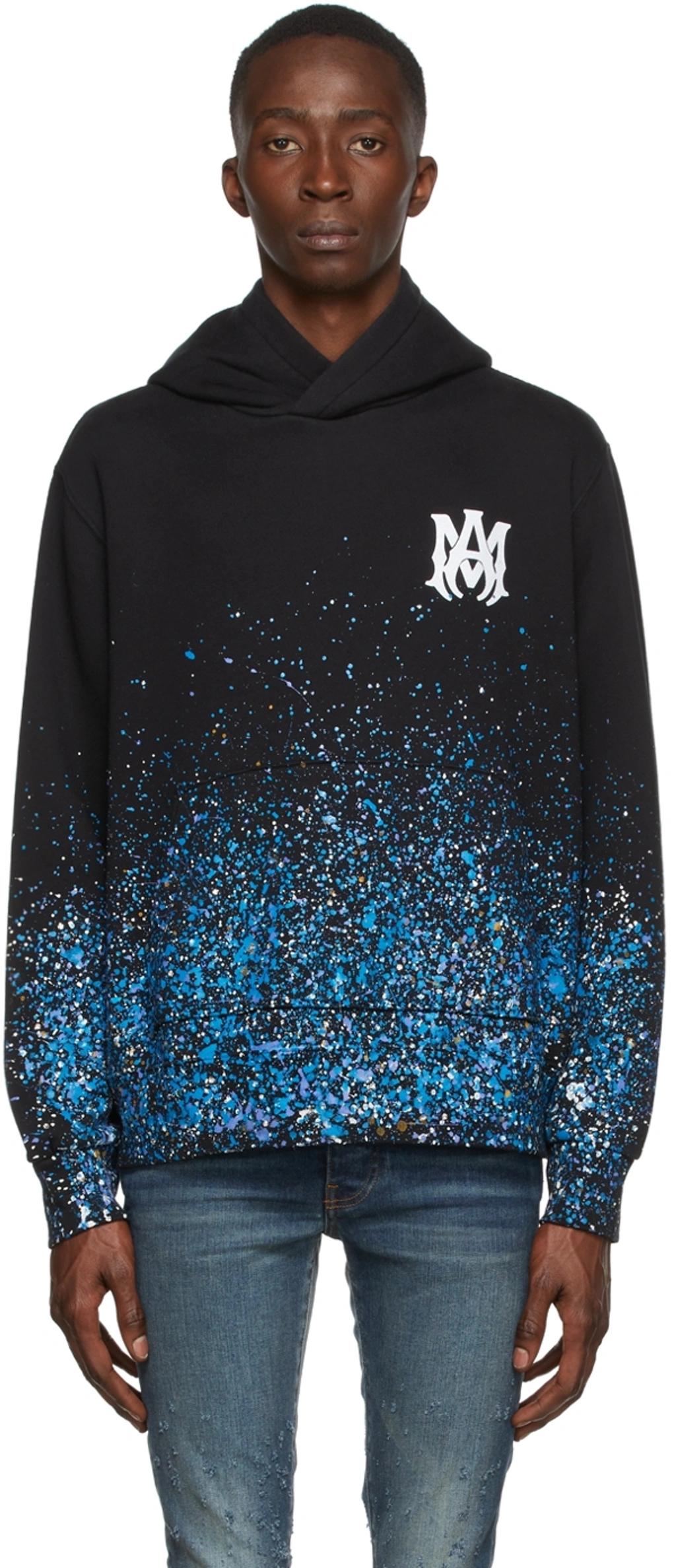 トップス AMIRI Crystal Splash Logo Sweatshirt Amiri Crystal Splash Logo Sweatshirt - Black/Blue | Editorialist