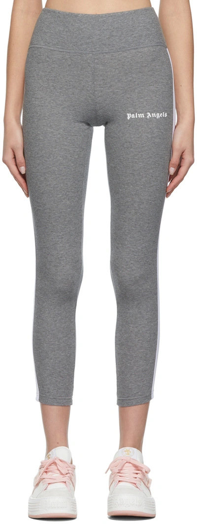 Palm Angels Logo Side Stripe Track Leggings In Grey