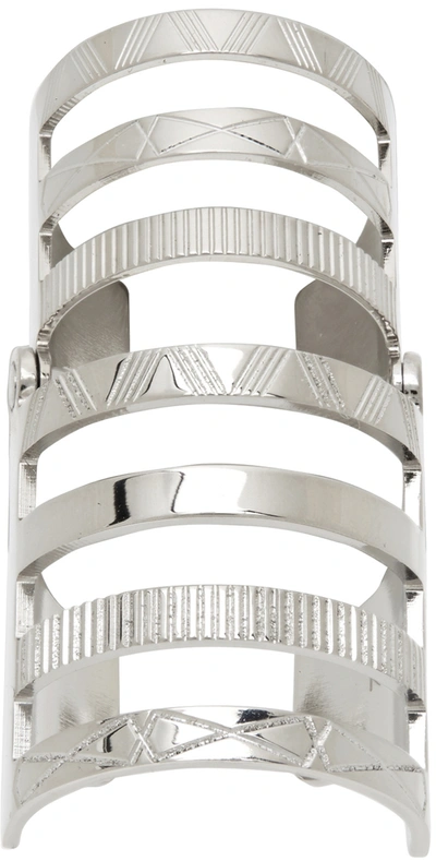 Maison Margiela Silver Segmented Ring In 951 Polished Palladi