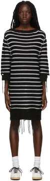 MM6 MAISON MARGIELA BLACK & WHITE DISTRESSED KNIT DRESS