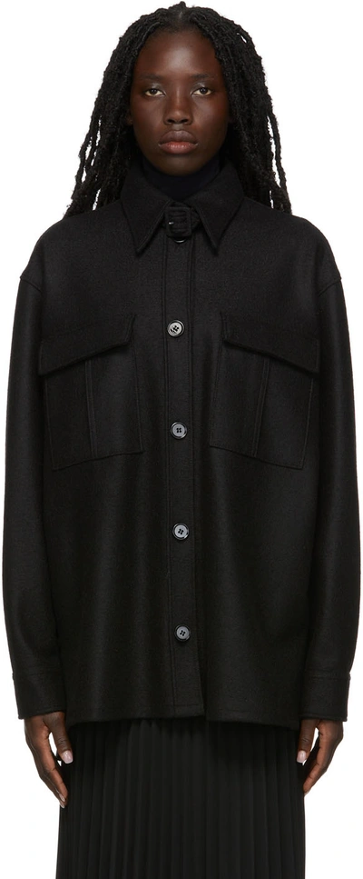 Mm6 Maison Margiela Black Felt Wool Light Coat In 900 Black