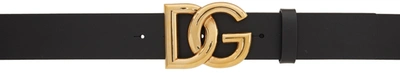 Dolce & Gabbana Black Belt With Buckle Closure And Interwoven Design In Leather Man
