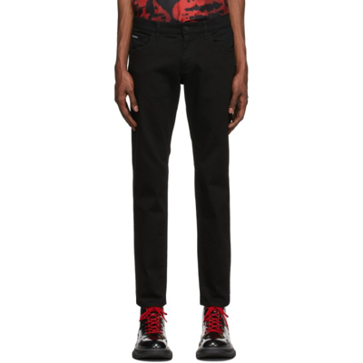 Dolce & Gabbana Black Slim-fit Stretch Jeans In Multicolor