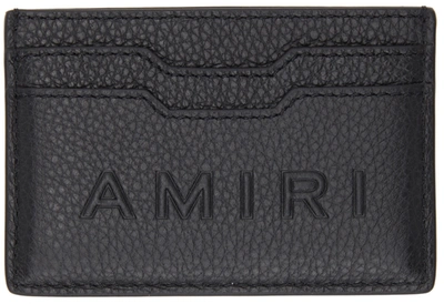 Amiri Logo Pebbled Leather Cardholder In Black