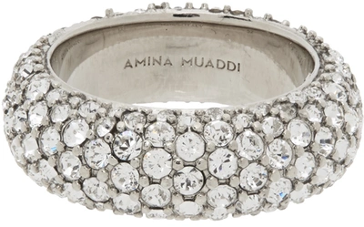 Amina Muaddi Cameron Crystal-embellished Ring In Whicry.whit Crystal