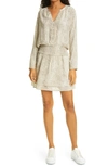 Rails Jasmine Smocked Waist Long Sleeve Dress In Cream Snakeskin