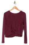 90 Degree By Reflex Terry Brushed High/low Twist Front Top In Windsor Wine