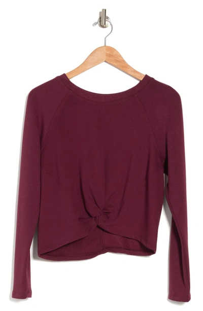 90 Degree By Reflex Terry Brushed High/low Twist Front Top In Windsor Wine